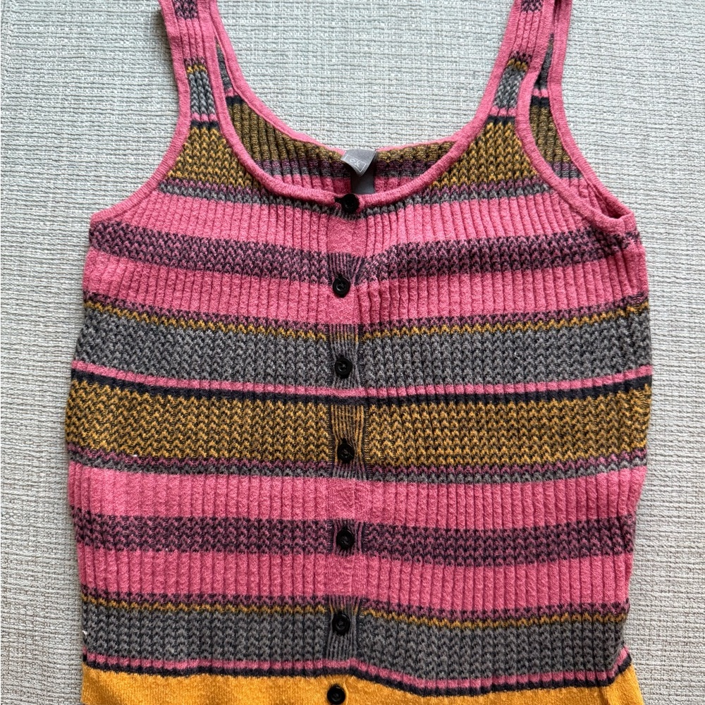 Women’s Striped Pink and Yellow Knit Sweater Tank